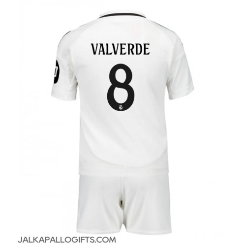 Real Madrid Federico Valverde #8 Koti Peliasu Lasten 2024-25 Lyhythihainen (+ Lyhyet housut)